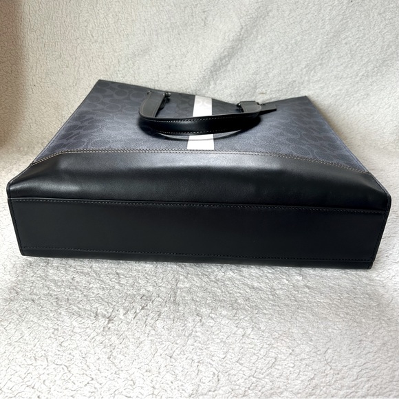 NWT COACH Men’s Signature Web Tall Tote Bag Black & Gray - Picture 8 of 13